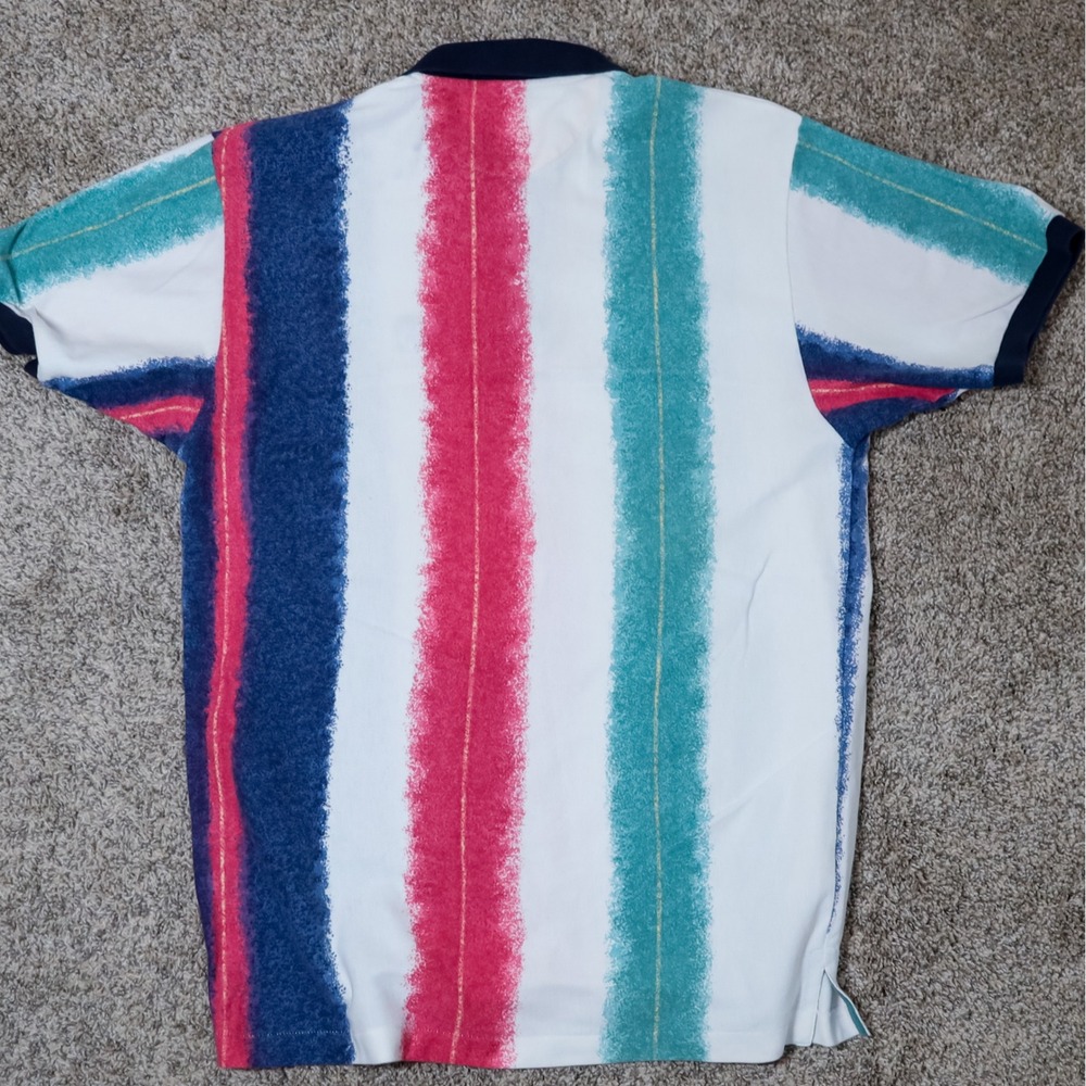 Vintage Chaps Ralph Lauren Polo Shirt XL Paintbrush‎ Stripe Crest Logo 90s - Picture 10 of 15